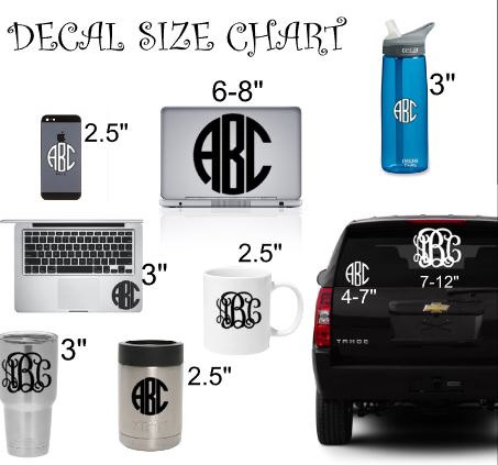 Monogram Car Decal, Monogram Vinyl Decal, Glitter Monogram Vinyl Decals,  Monogram Decal Sticker, Phone Monogram, Car Decal 