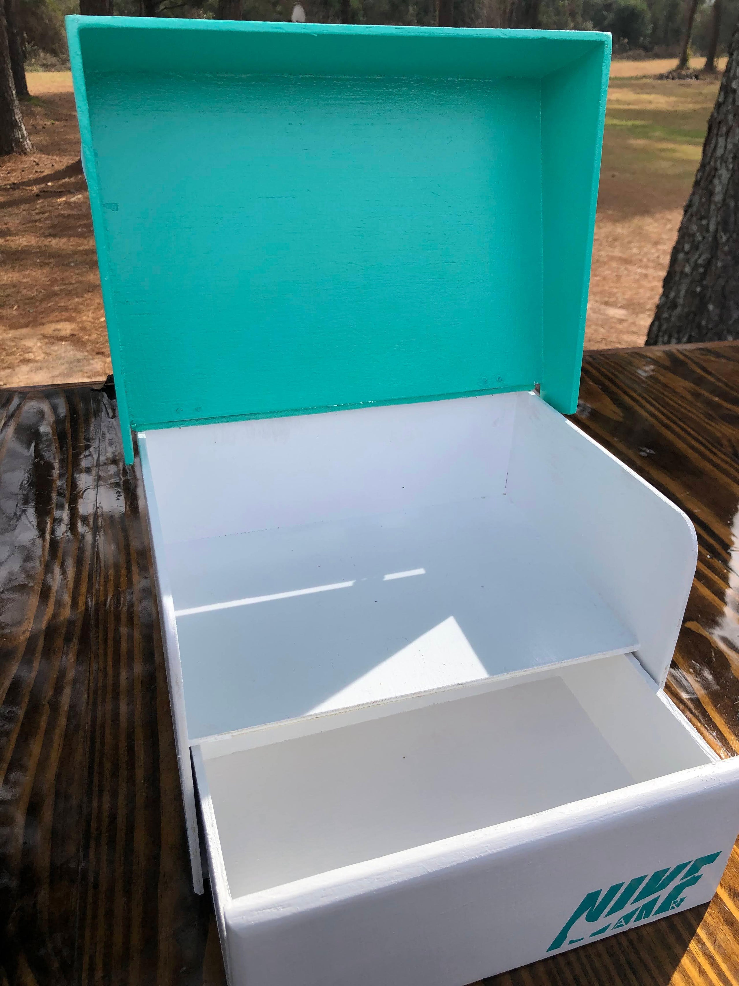 Teal Nike mini shoebox gift baskets | Kreations by MK