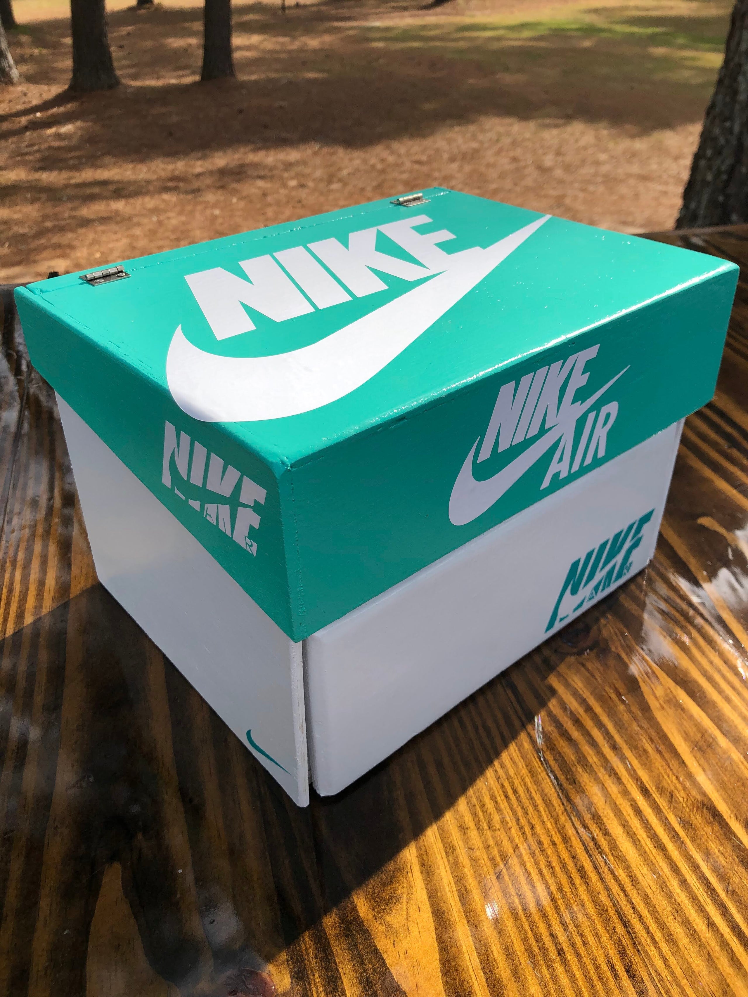 Teal Nike mini shoebox gift baskets | Kreations by MK